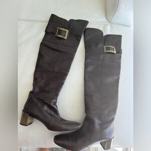 Roger Vivier over the knee boots dark brown 39